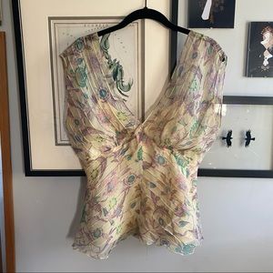 Diane Von Furstenberg Pintucked Silk Chiffon Top